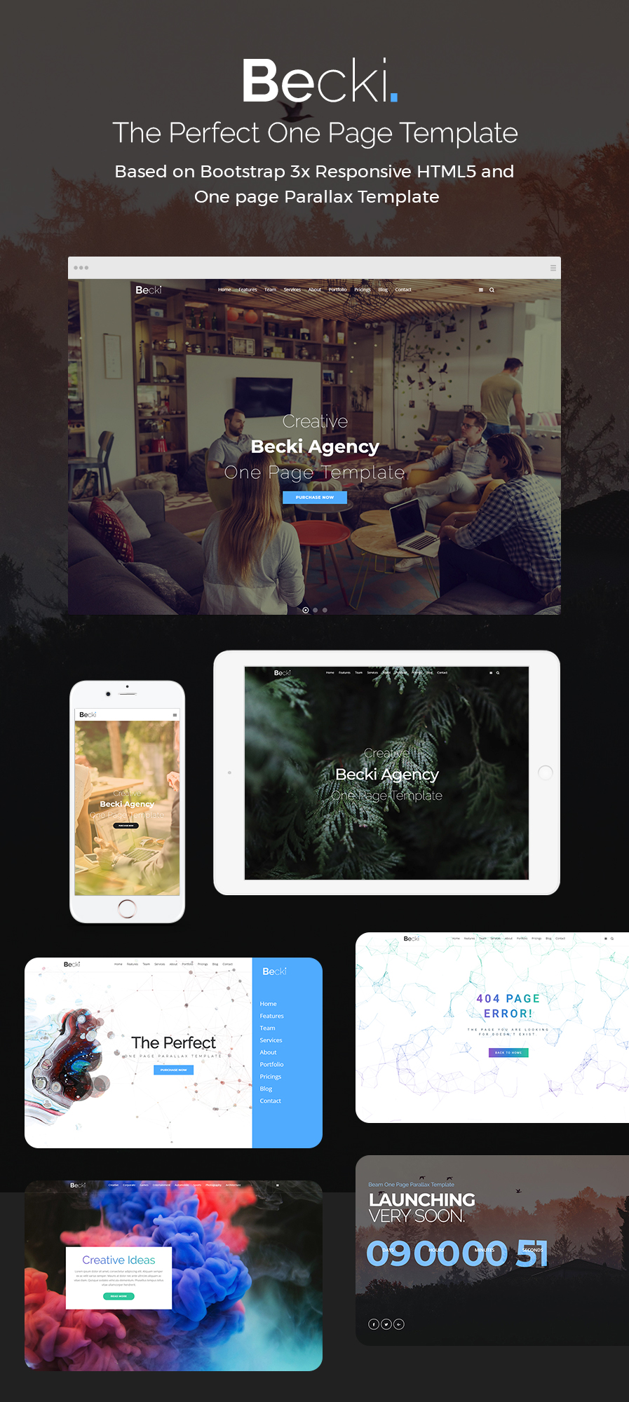 Becki - Creative Parallax One Page HTML Template - 1